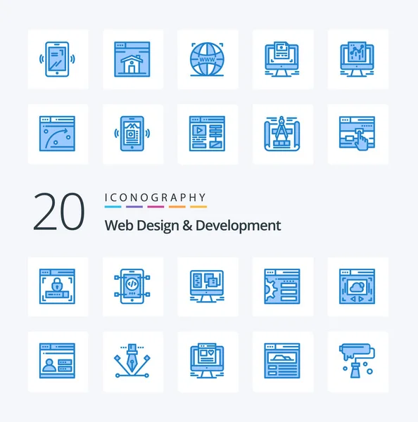 Веб Дизайн Разработка Blue Color Icon Pack Нравится Сайт Дизайн — стоковый вектор