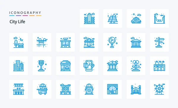 City Life Blue Icon Pack — Stock Vector