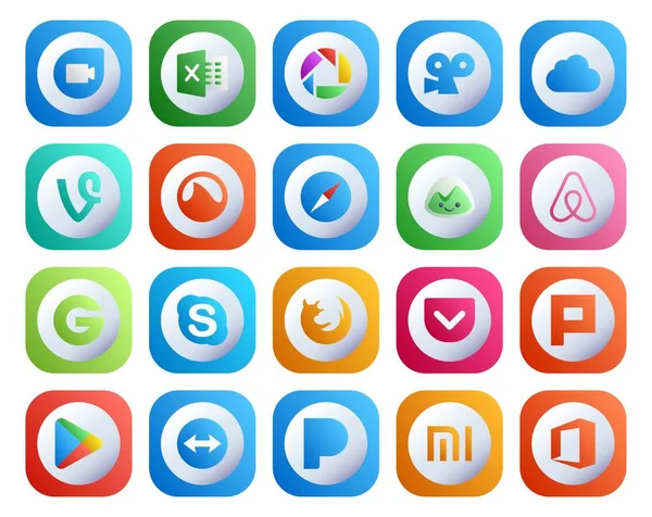 Social Media Icon Pack Including Plurk Браузер Браузер Firefox Ski — стоковый вектор