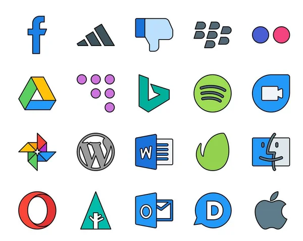Social Media Icon Pack Including Forrst Finder Spotify Envato Cms — Stock Vector