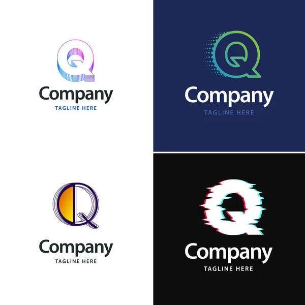 手紙Q大きなロゴパックデザインあなたのビジネスのための創造的なモダンなロゴデザイン — ストックベクタ