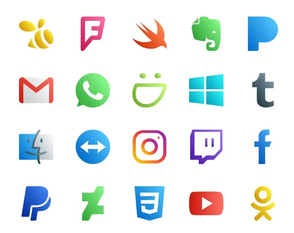 Social Media Icon Pack Including Paypal Подергивание Wholesapp Instagram Finder — стоковый вектор