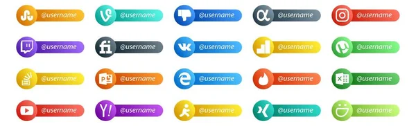 Sociálních Médií Následovat Tlačítko Uživatelské Jméno Místo Pro Text Jako — Stockový vektor