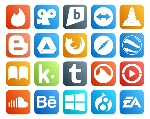 Social Media Icon Pack Including Grooveshark Кик Google Drive Ibooks — стоковый вектор