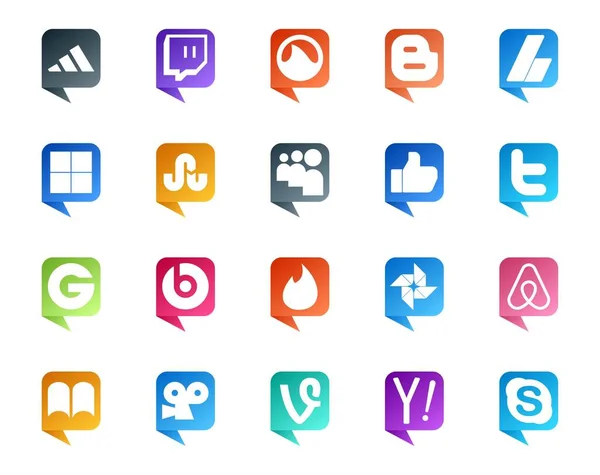 Social Media Discours Bubble Style Logo Comme Ibooks Photo Mon — Image vectorielle