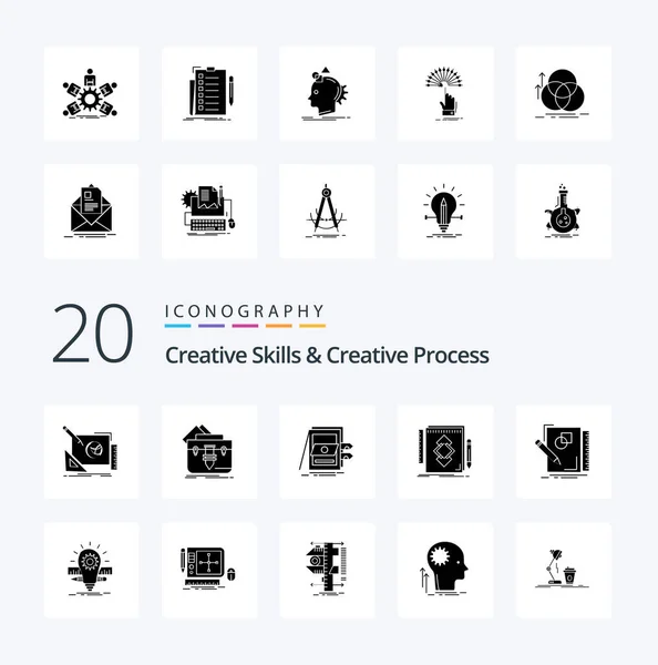 Compétences Créatives Processus Créatif Icône Glyphe Solide Pack Comme Identité — Image vectorielle
