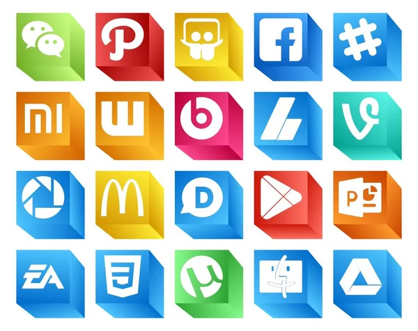 Social Media Icon Pack Inclusief Apps Disquenties Een Wattpad Mcdonalds — Stockvector