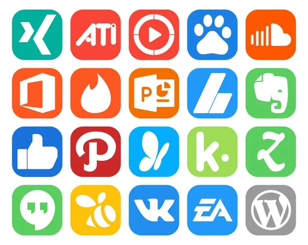 Social Media Icon Pack Including Kik Path Office Ads — Stock Vector