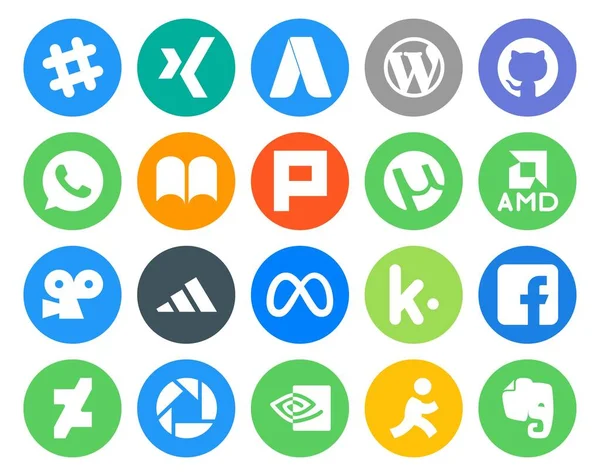 Social Media Icon Pack Including Facebook Facebook Ibooks Meta Viddler — стоковый вектор