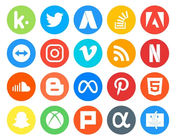Social Media Icon Pack Incluindo Música Cloud Sonora Adobe Verdade — Vetor de Stock