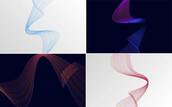 洗練された現代的なデザインのための波曲線抽象ベクトル背景パック — ストックベクタ