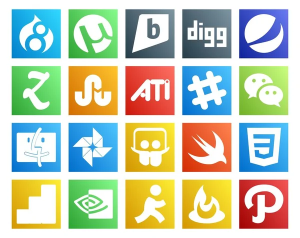 Social Media Icon Pack Compris Google Analytics Vite Calme Slideshare — Image vectorielle