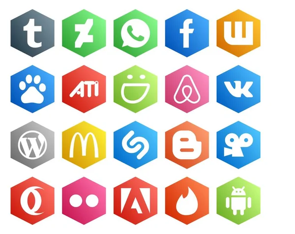 Social Media Icon Pack Including Flickr Виддлер Air Bnb Блогер — стоковый вектор