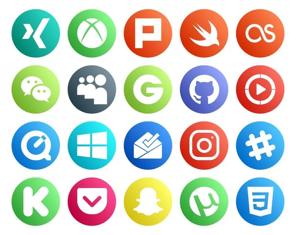Social Media Icon Pack Including Chat Instagram Groupon Inbox Quicktime — Stock Vector