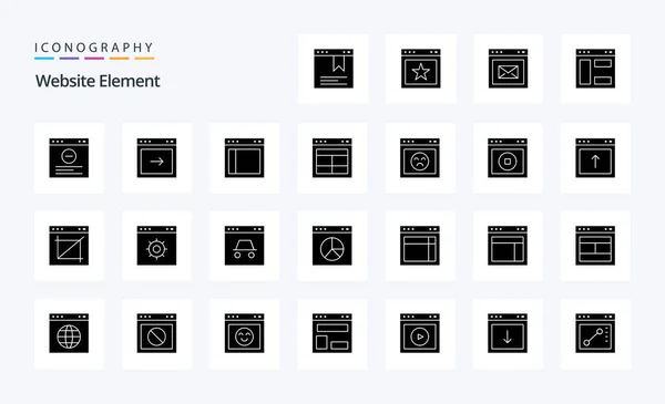 Website Element Solid Glyph Icon Pack — Vetor de Stock
