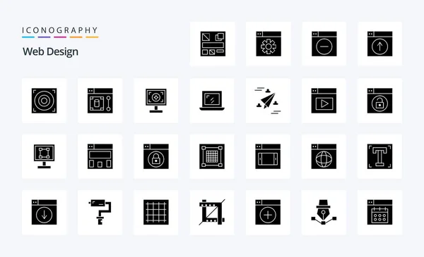 Web Design Solid Glyph Icon Pack — Stock Vector