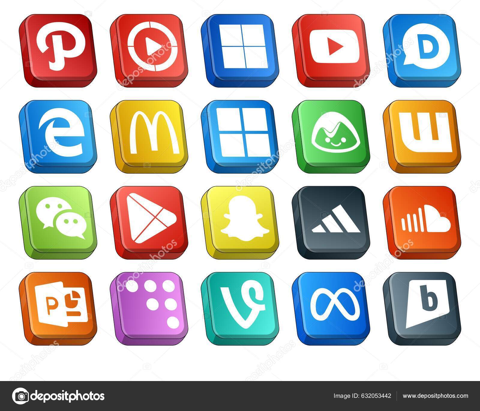 Paquete Iconos Redes Sociales Incluyendo Adidas Aplicaciones Mcdonald Google  Play Stock Vector by ©Flatart 632053442