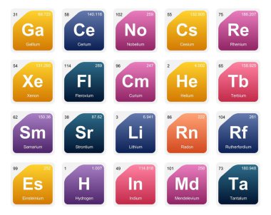 Simge Paketi Tasarımı elementlerinin 20 Preiyodik tablosu