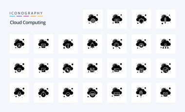 25 Cloud Bilgisayarlı Katı Glyph simgesi paketi