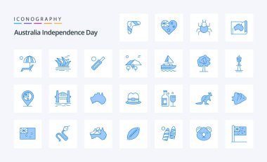 25 Avustralya Bağımsızlık Günü Mavi simge paketi