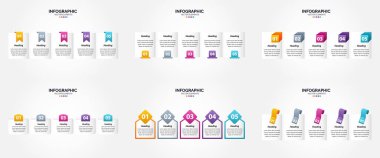 Bu vektör illüstrasyon seti reklam için bilgi grafikleri oluşturmak için mükemmeldir. Broşürler. El ilanları. ve dergiler.