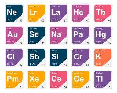 Simge Paketi Tasarımı elementlerinin 20 Preiyodik tablosu