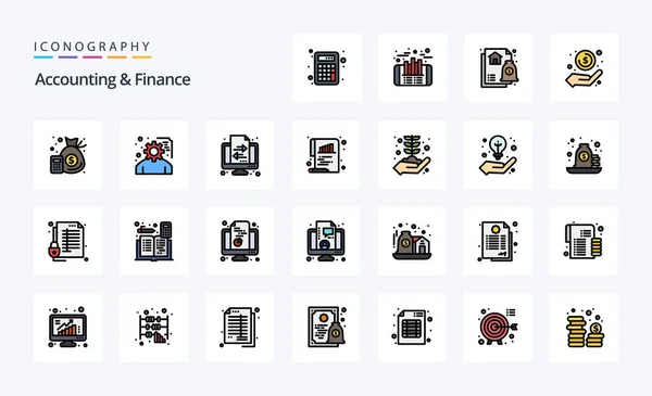 Comptabilité Finance Ligne Rempli Style Icône Pack — Image vectorielle