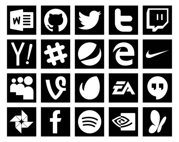 Social Media Icon Pack Inclusief Sport Elektronica Kunst Praten Een — Stockvector