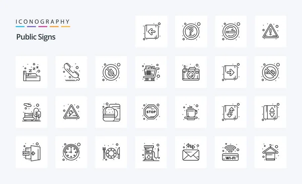 Public Signs Line Icon Pack — Stockvektor