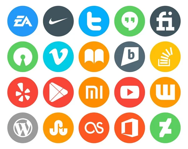 Social Media Icon Pack Including Yelp Запас Открытый Исходный Код — стоковый вектор