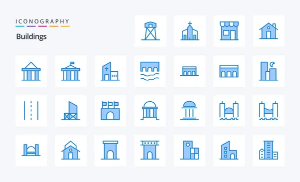Buildings Blue Icon Pack — Stock Vector