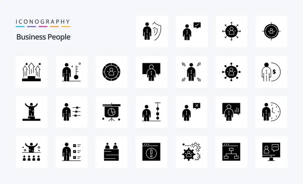 Business People Solid Glyph Icon Pack — ストックベクタ