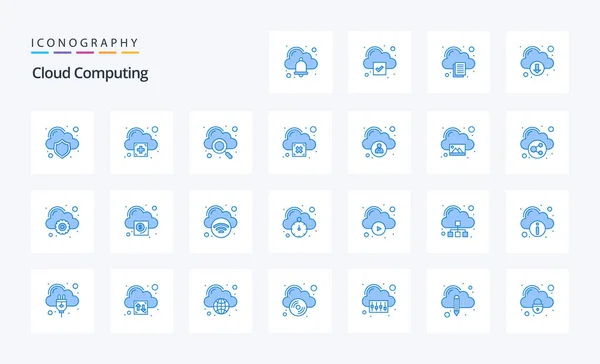 Cloud Computing Μπλε Εικονίδιο Πακέτο — Διανυσματικό Αρχείο