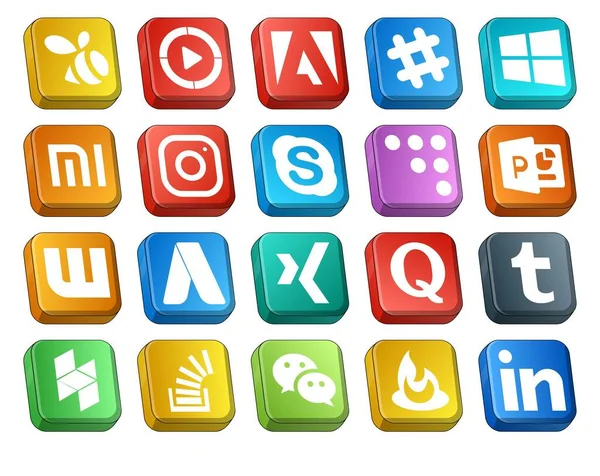 Social Media Icon Pack Including Question Xing Instagram Adwords Powerpoint — Stock Vector