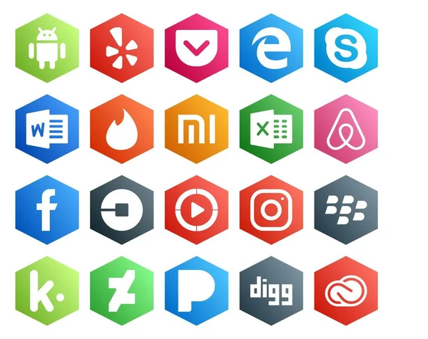 Social Media Icon Pack Включая Instagram Windows Media Player Xiaomi — стоковый вектор