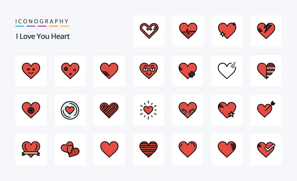 Pack Icônes Heart Line Filled Style — Image vectorielle