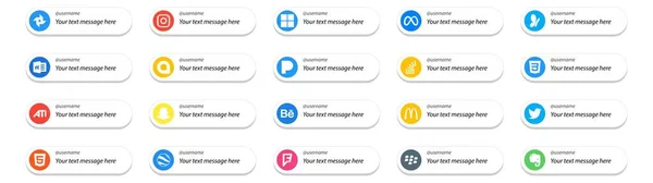 Social Media Follow Button Text Place Mcdonalds Snapchat Pandora Ati — Stock Vector