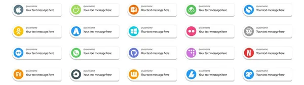 Redes Sociales Seguir Botón Texto Place Uber Netflix Flickr Coderwall — Vector de stock