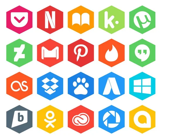 Paquete Iconos Redes Sociales Incluyendo Brightkite Adwords Correo Baidu Lastfm — Archivo Imágenes Vectoriales