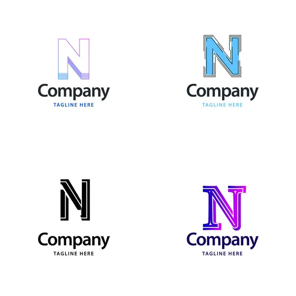 手紙N大きなロゴパックデザインあなたのビジネスのための創造的なモダンなロゴデザイン — ストックベクタ