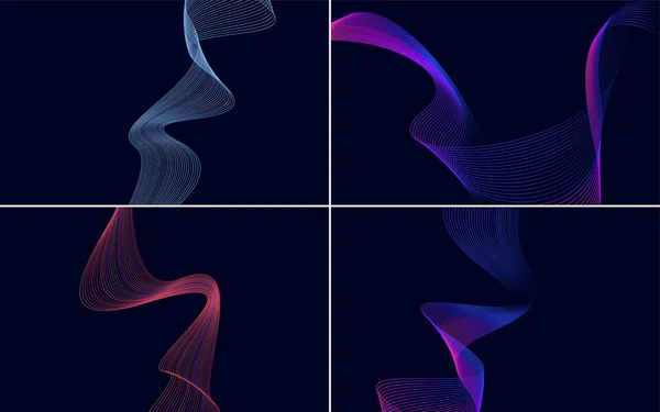 Modern Wave Curve Abstract Vector Background Pack Flyers Presentations Brochures — Stock Vector
