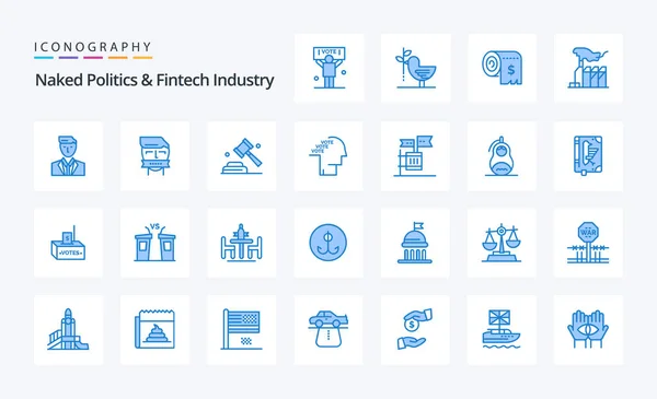 Naked Politics Fintech Industry Blue Icon Pack — Stock Vector