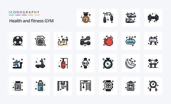 Gym Line Filled Style Icon Pack — Stockvektor