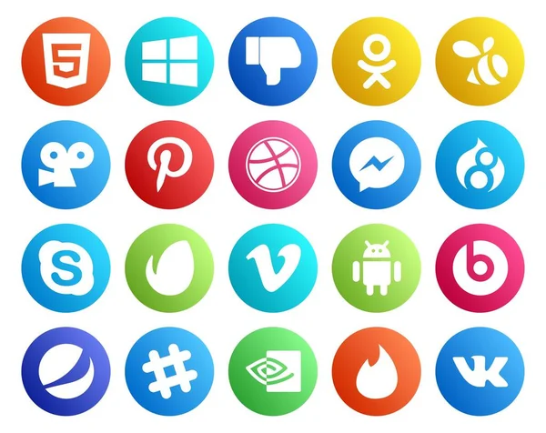 Social Media Icon Pack Including Pepsi Android Messenger Video Envato — Stock Vector