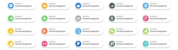 Social Media Follow Button Text Place Google Analytics Messenger Cms — Stock Vector