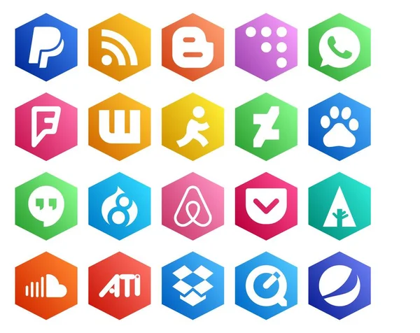 Social Media Icon Pack Including Music Soundcloud Deviantart Forrst Air — Stock Vector