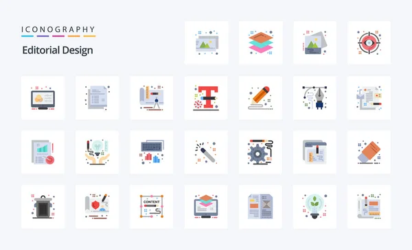 Editorial Design Flat Color Icon Pack — Stock Vector