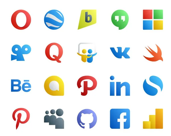Paquete Iconos Redes Sociales Incluyendo Myspace Simple Slideshare Linkedin Google — Archivo Imágenes Vectoriales