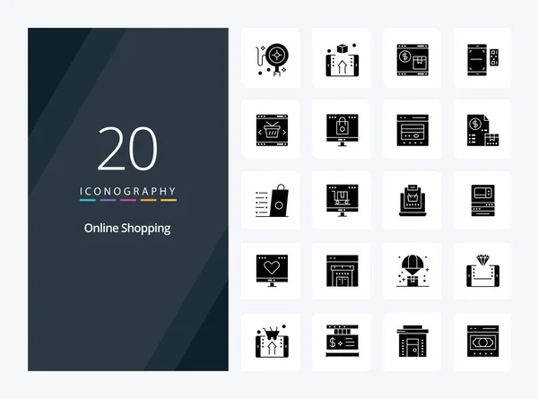 Online Shopping Solid Glyph Icon Presentation — Stock Vector