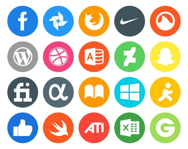 Paquete Iconos Redes Sociales Incluyendo Ventanas Dribbble Ibooks Fiverr — Vector de stock